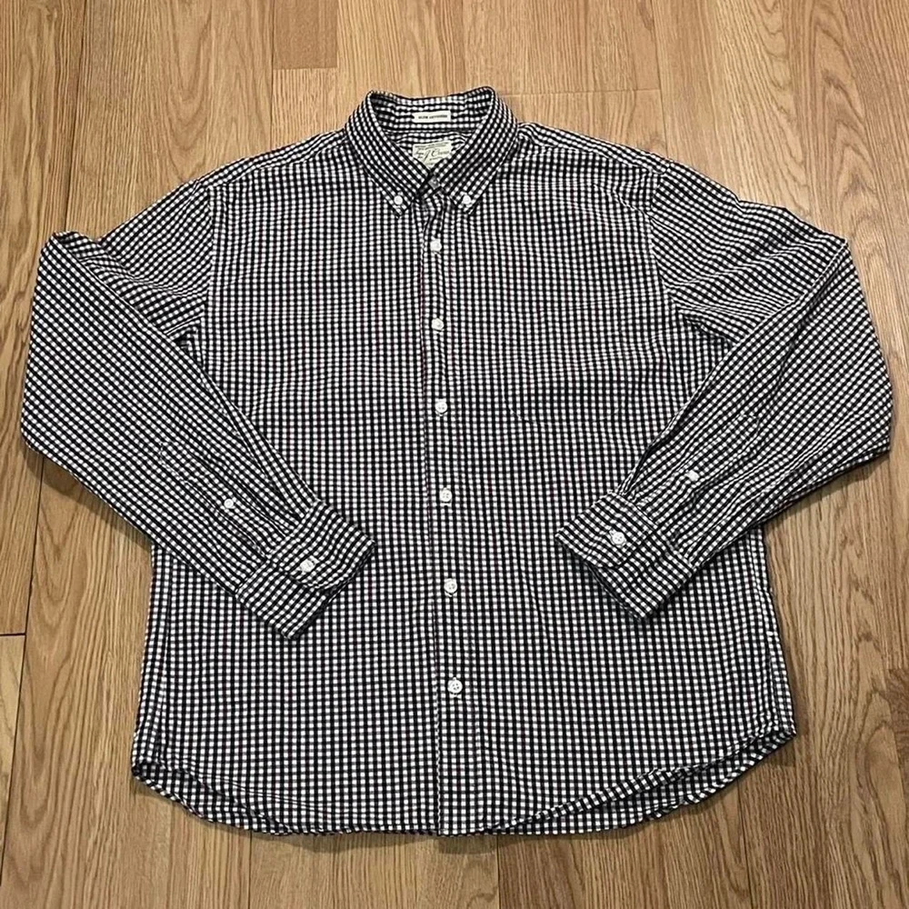 J.Crew Men’s Large Slim Untucked Long Sleeve Button Down Shirt Gingham Check